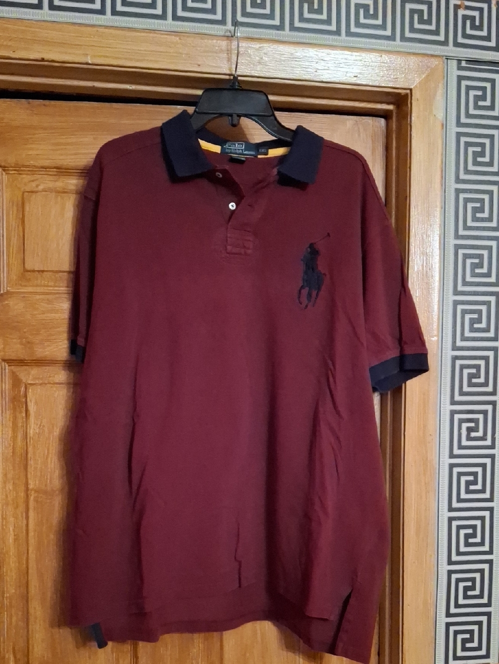 Polo by Ralph Lauren Burgundy Polo with Navy Trim